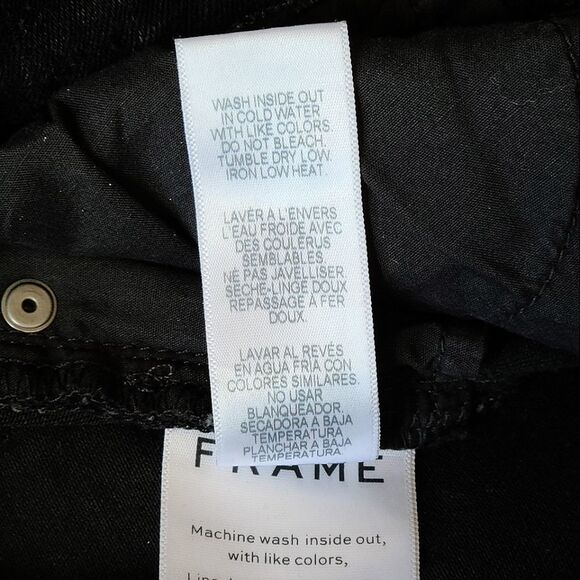 NWOT FRAME 29 Black Denim Le High Straight Side Fray Jeans in Killington Size 29 - Picture 16 of 16